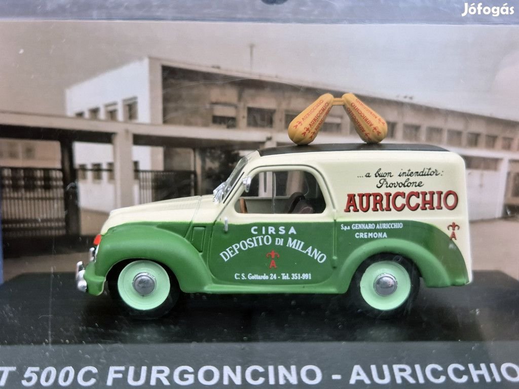 Fiat 500C van Auricchio year 1951 cream white / green 1:43 Altaya