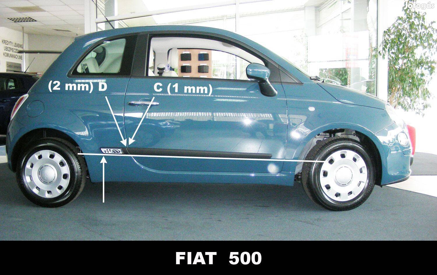 Fiat 500 2007-től Ajtóvédő Díszléc Oldalcsík