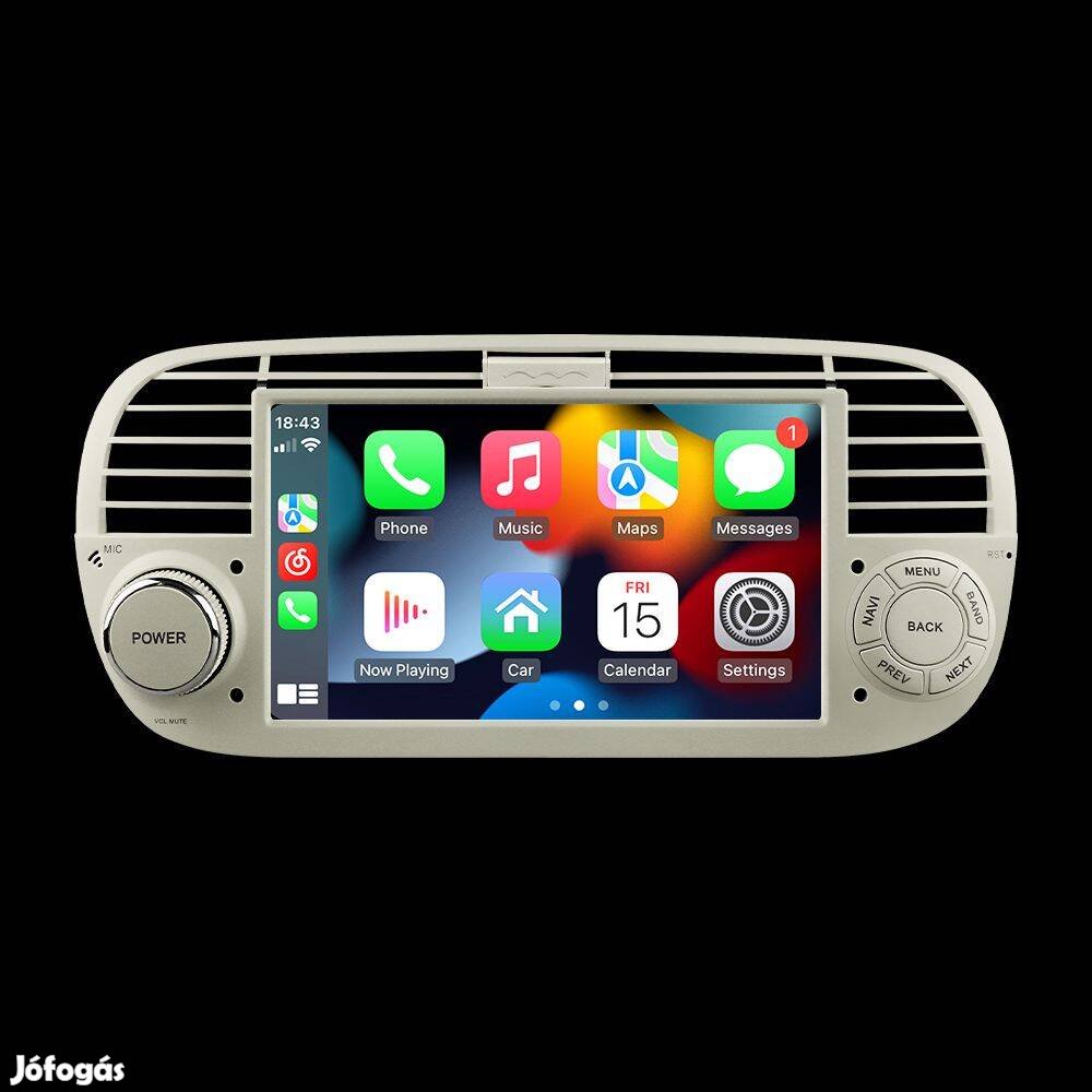 Fiat 500 7" Multimédia fejegység - Android 12. Carplay, IPS, DSP