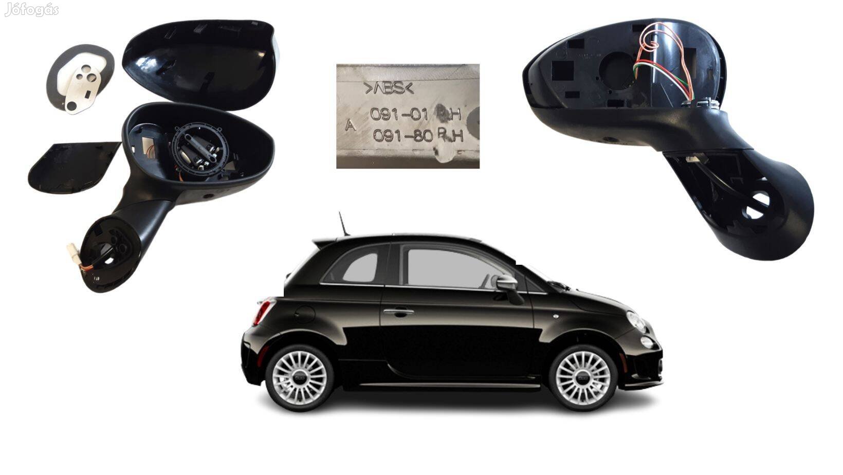 Fiat 500 jobb visszapillantó tükör tükörlap nélkül csz E13027423