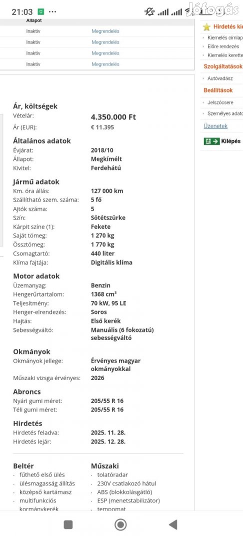 Fiat Tipo 1.4 16V ( Nagy becsben tartva)