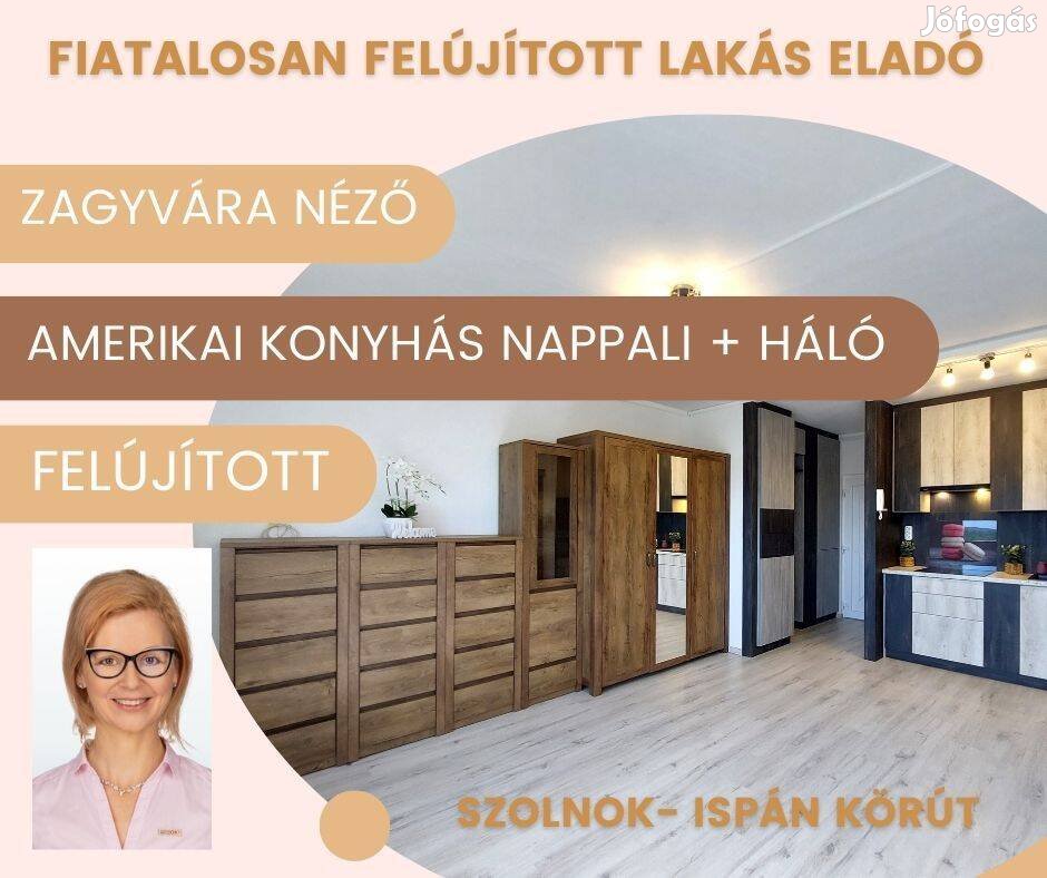 Fiatalos, felújított, Zagyvára néző lakás- Szolnok