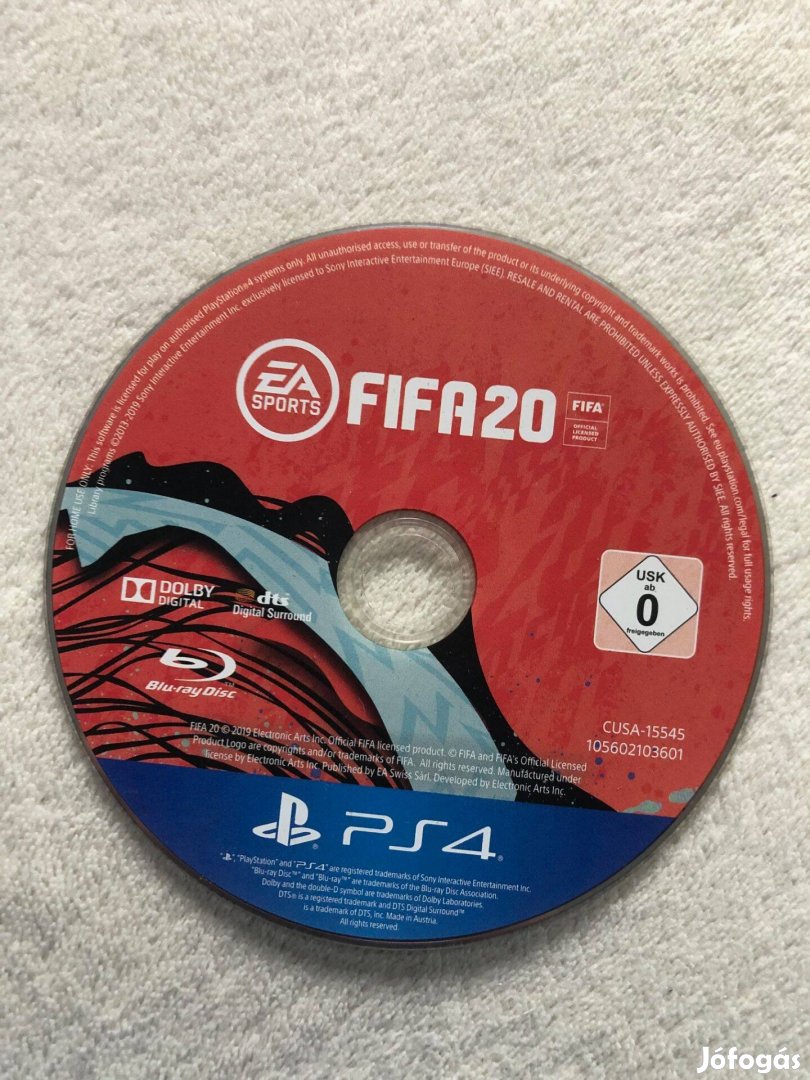 Fifa 20 Ps4 Playstation 4 játék, tok nélkül