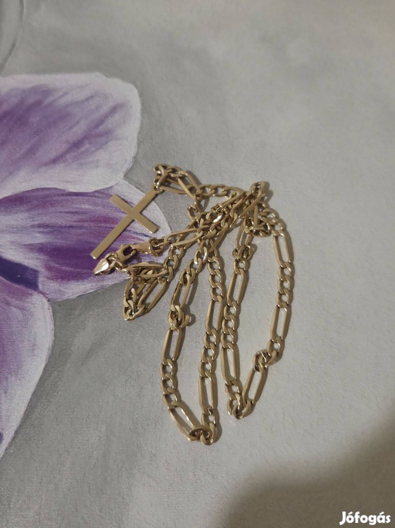 Figaro nyaklánc 14k magyar fémjelzett kereszttel