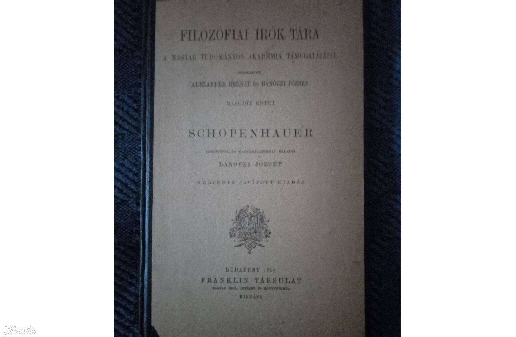 Filozófiai írók tára II.: Schopenhauer c. antikvár könyv eladó