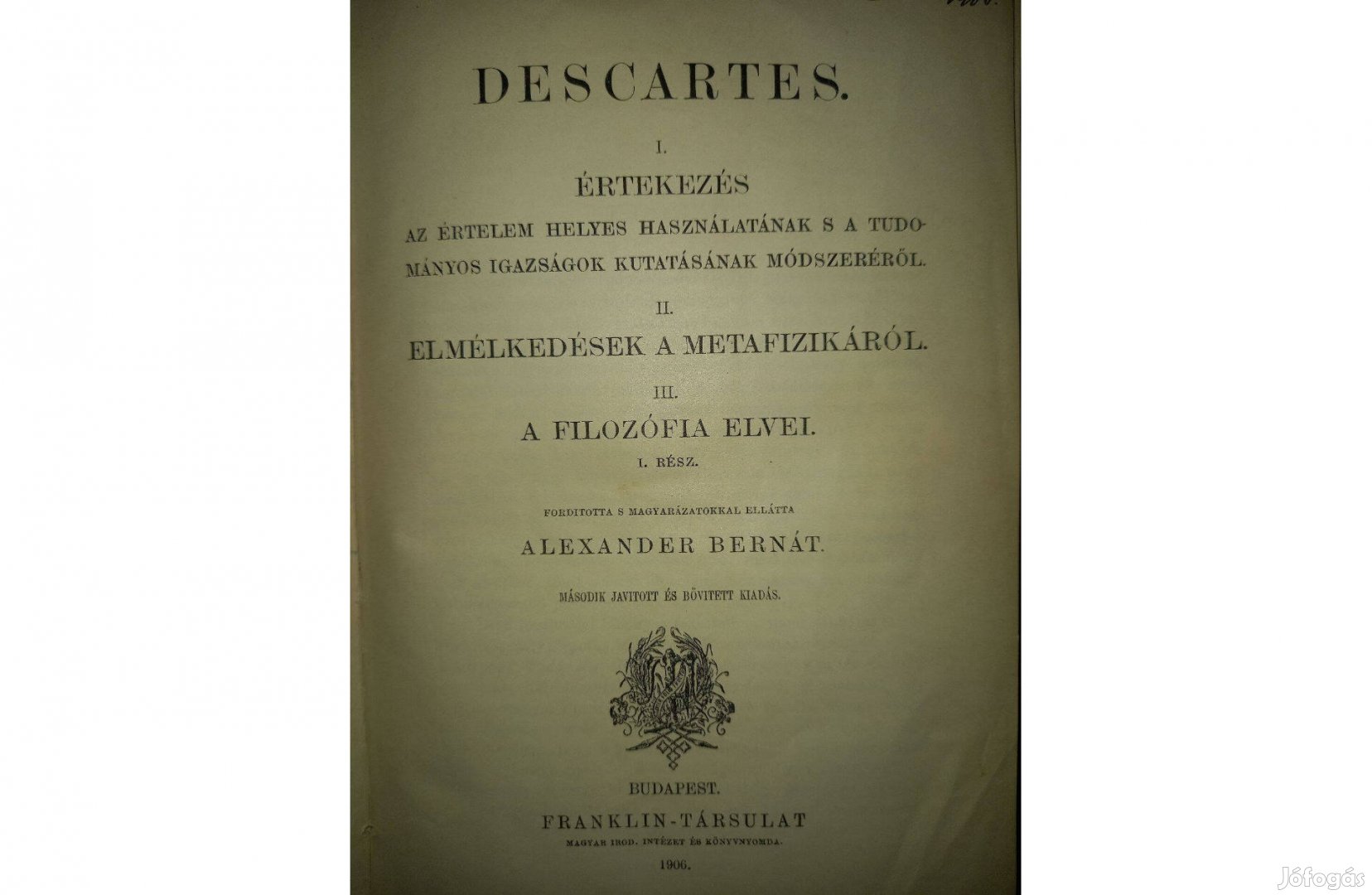 Filozófiai írók tára - három kötet egyben (1906.) c. könyv eladó