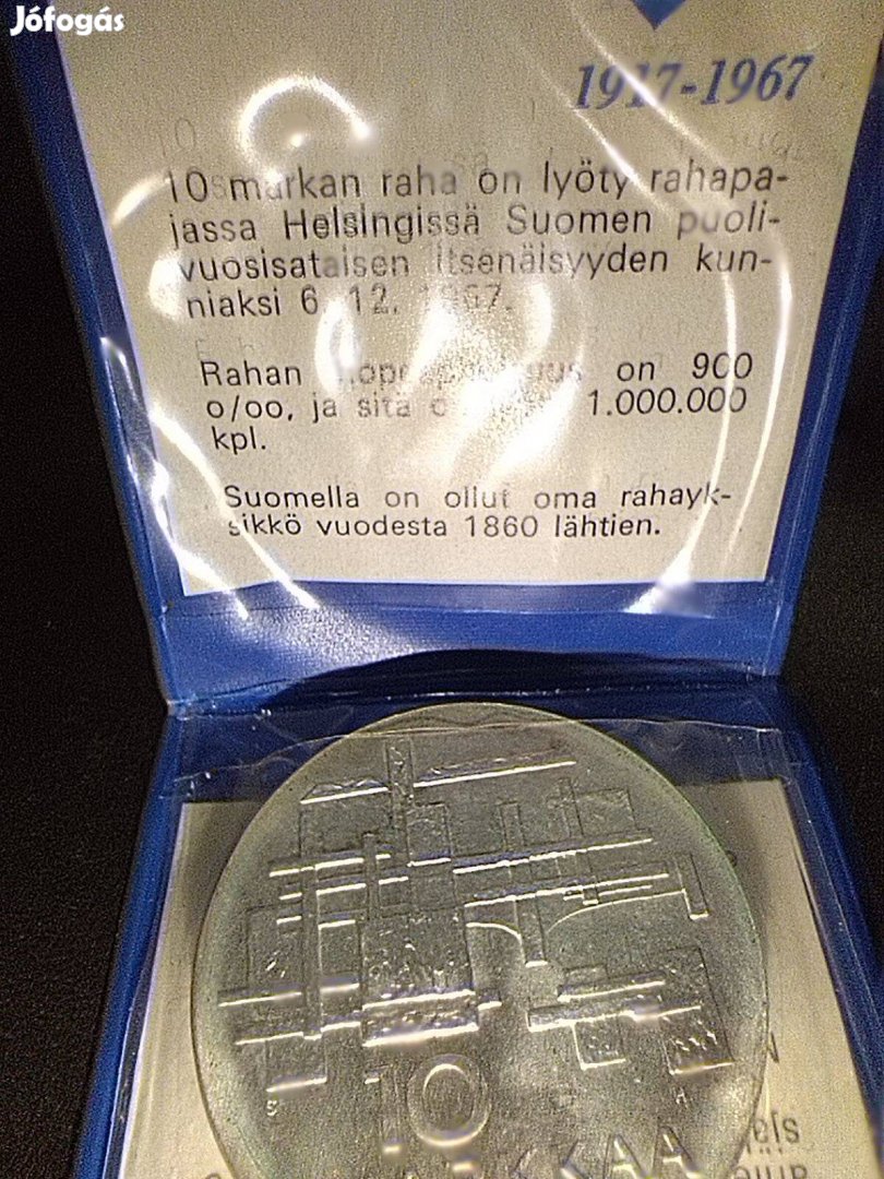 Finnország ezüst 10 márka 1967