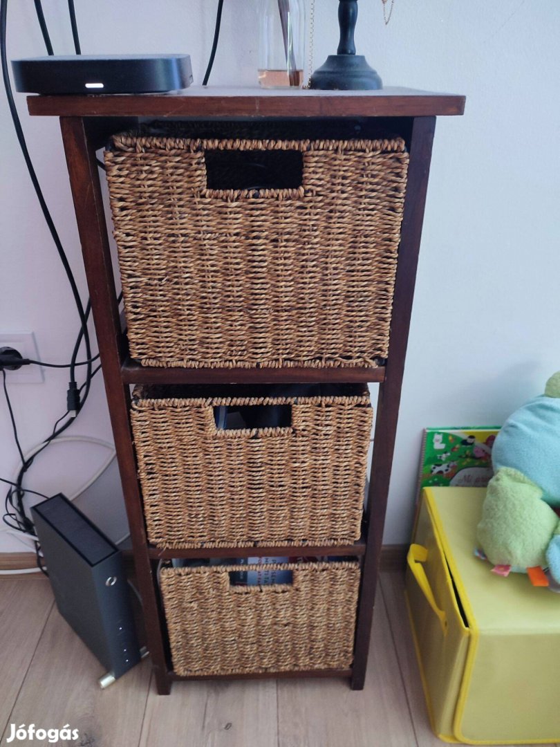 Fiókos rattan kosaras szekrény/komód Foglalva