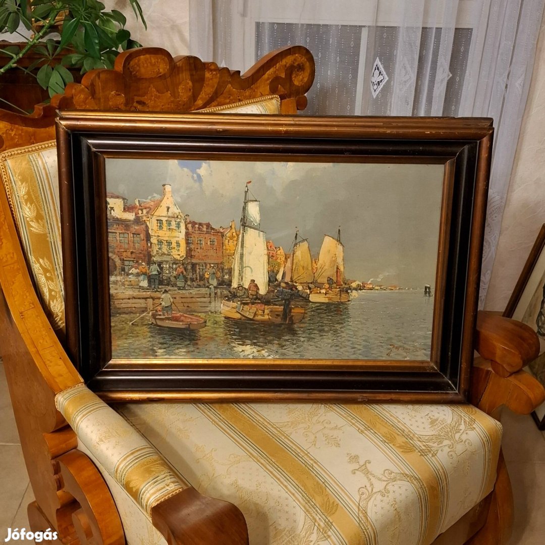 Fischof Georg festmény flamand kikötő!