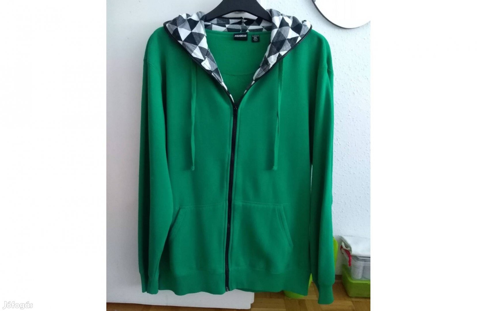 Fishbone márkás zöld cipzáras kapucnis pulóver (XL méret)