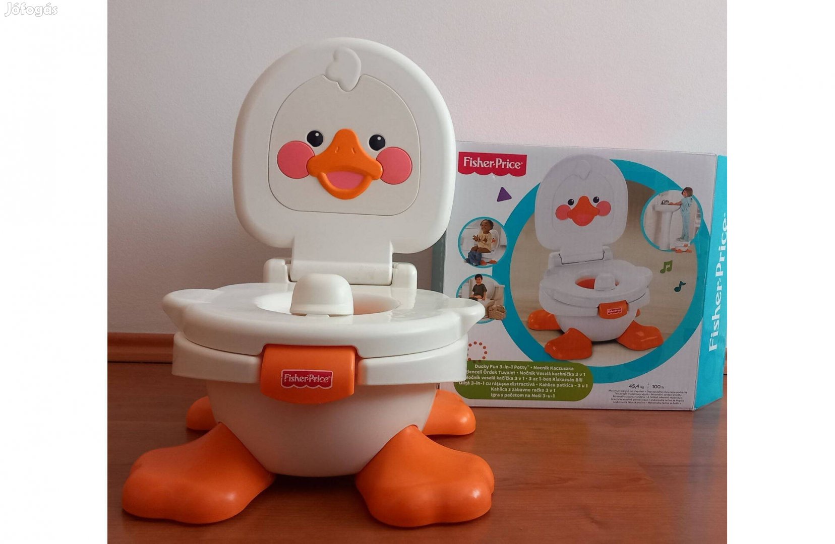 Fisher-Price 3 az 1-ben kiskacsás zenélő bili, fellépő, szűkítő ülőke