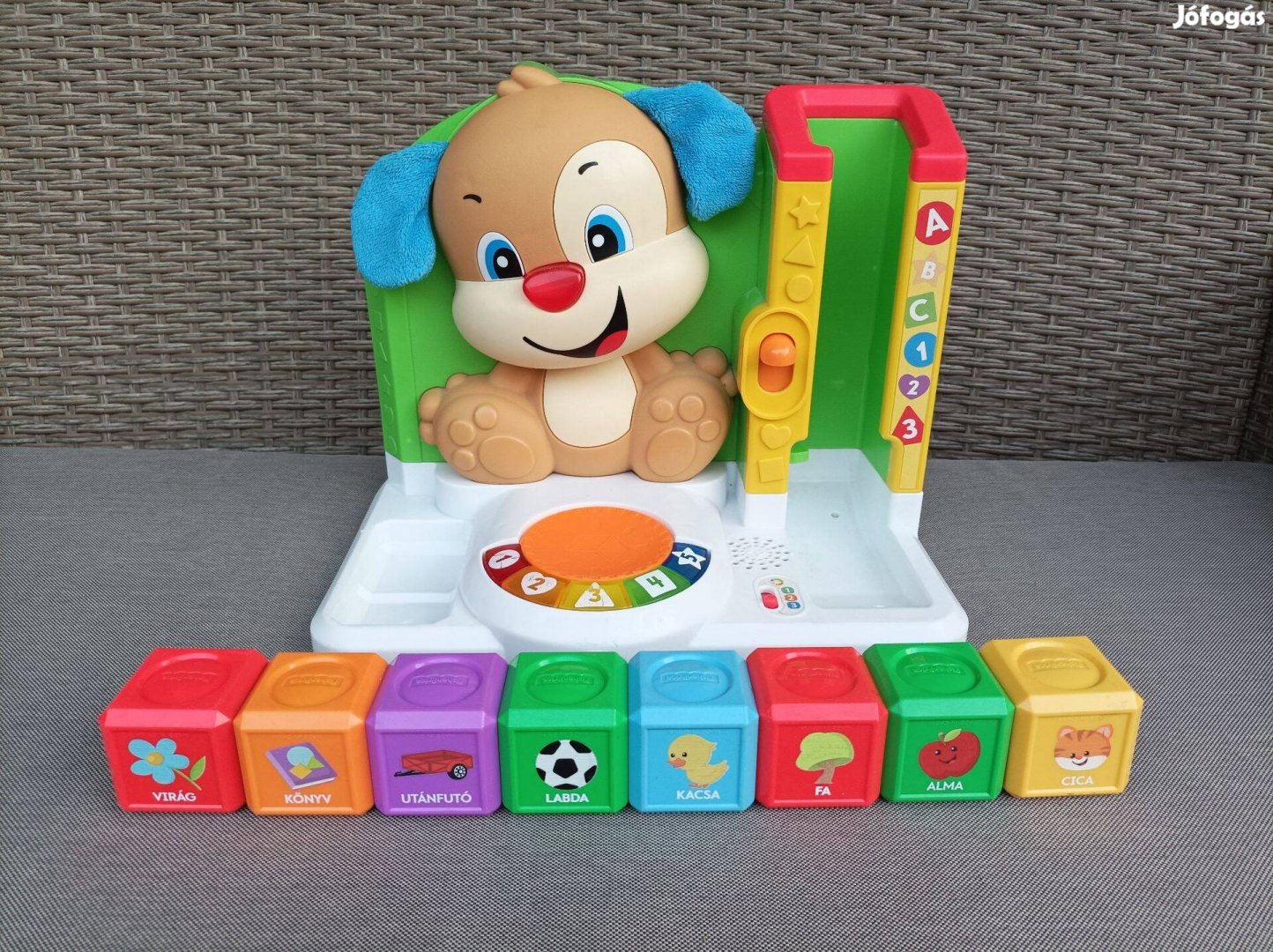 Fisher Price Első szavak kutyusos tanulóközpont - hibás, jó kockákkal