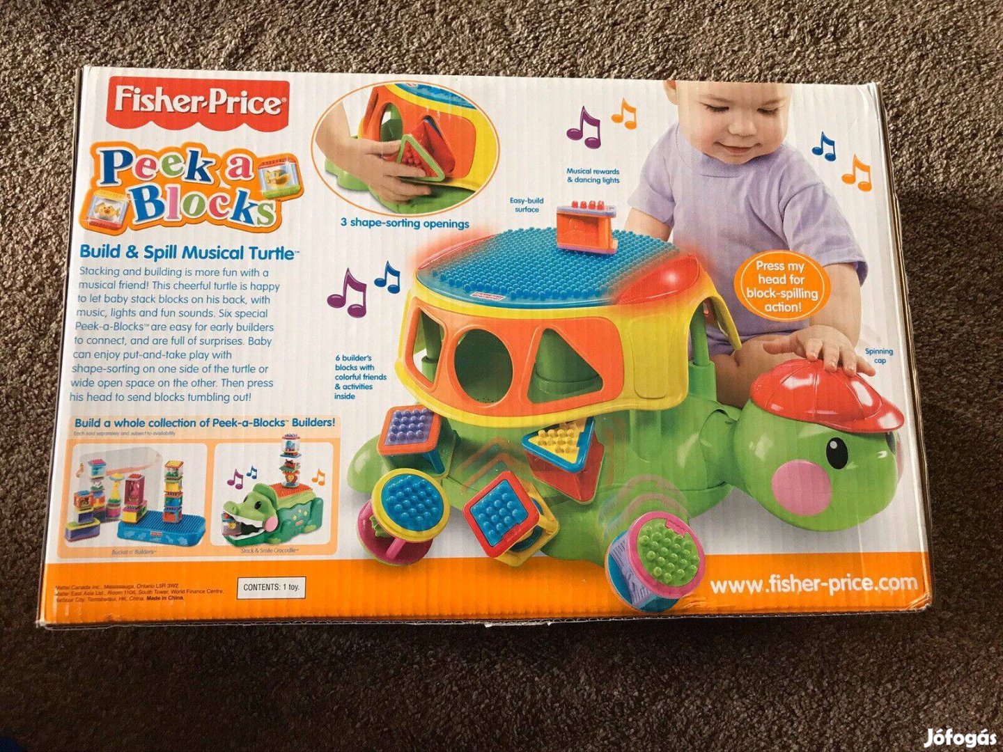 Fisher-Price zenélő formabedobó teknős Fisher Price