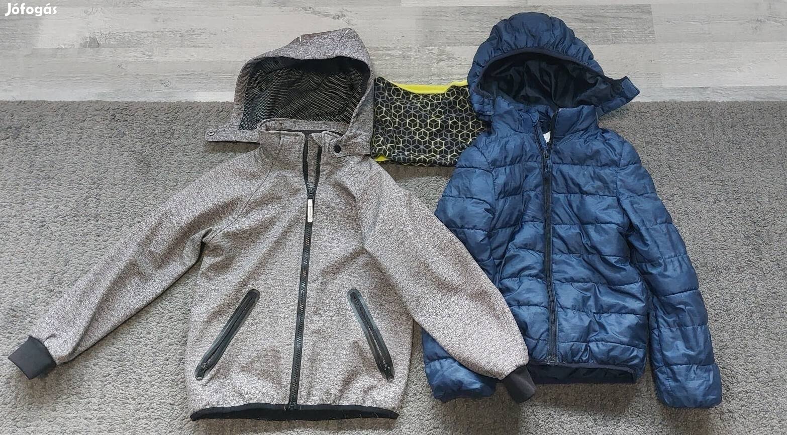 Fiú H&M softshell vízhatlan kabát és pufidzseki 122-128