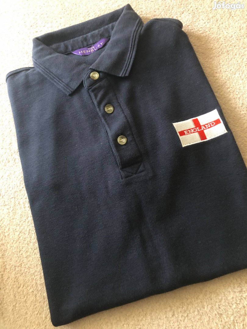 Fiú galléros L méretű sötétkék póló