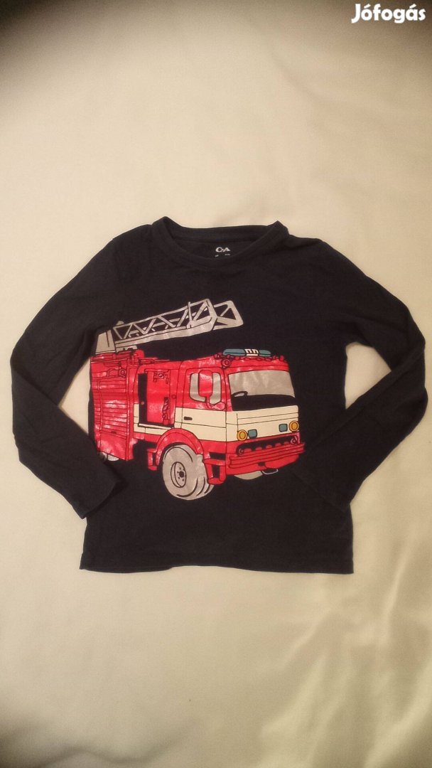 Fiú tűzoltó autós hosszú ujjú póló 128