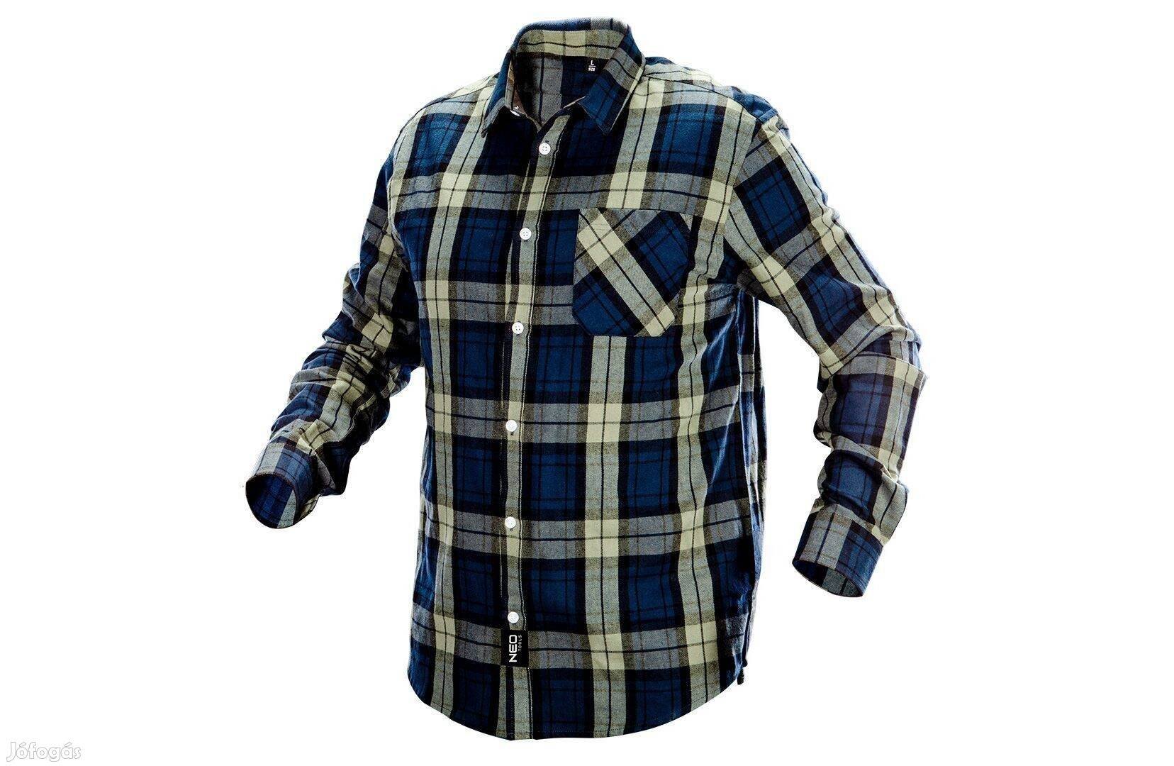 Flanel ing NEO kék-oliva-fekete 100% pamut l 81-541-L