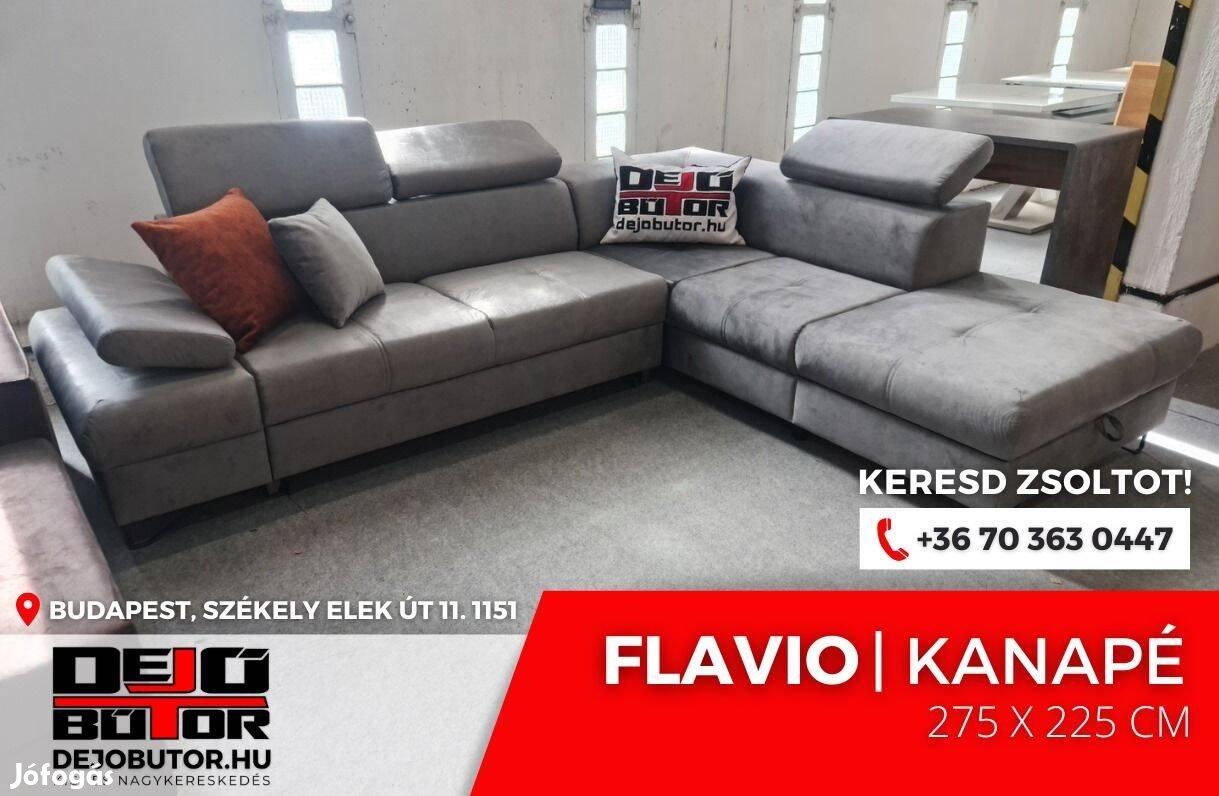 Flavio relax rugós kanapé ülőgarnitúra sarok 275x225 cm gray ágyazható