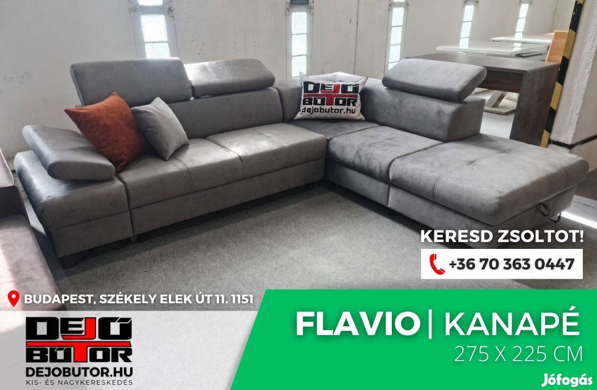 Flavio sarok kanapé gray ülőgarnitúra rugós 275x225 cm ágyazható