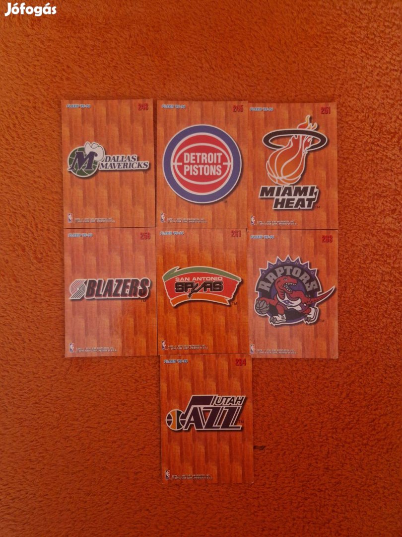 Fleer 1995-96 Team Card kosaras kártyák 7db