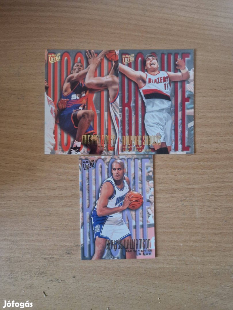 Fleer Ultra 1995-96 Rookie kosaras kártyák 3db