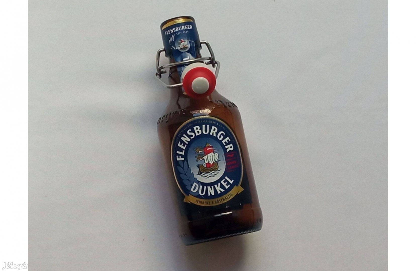 Flensburger porcelán fejes, fém csatos sörös üveg * 0,33 literes