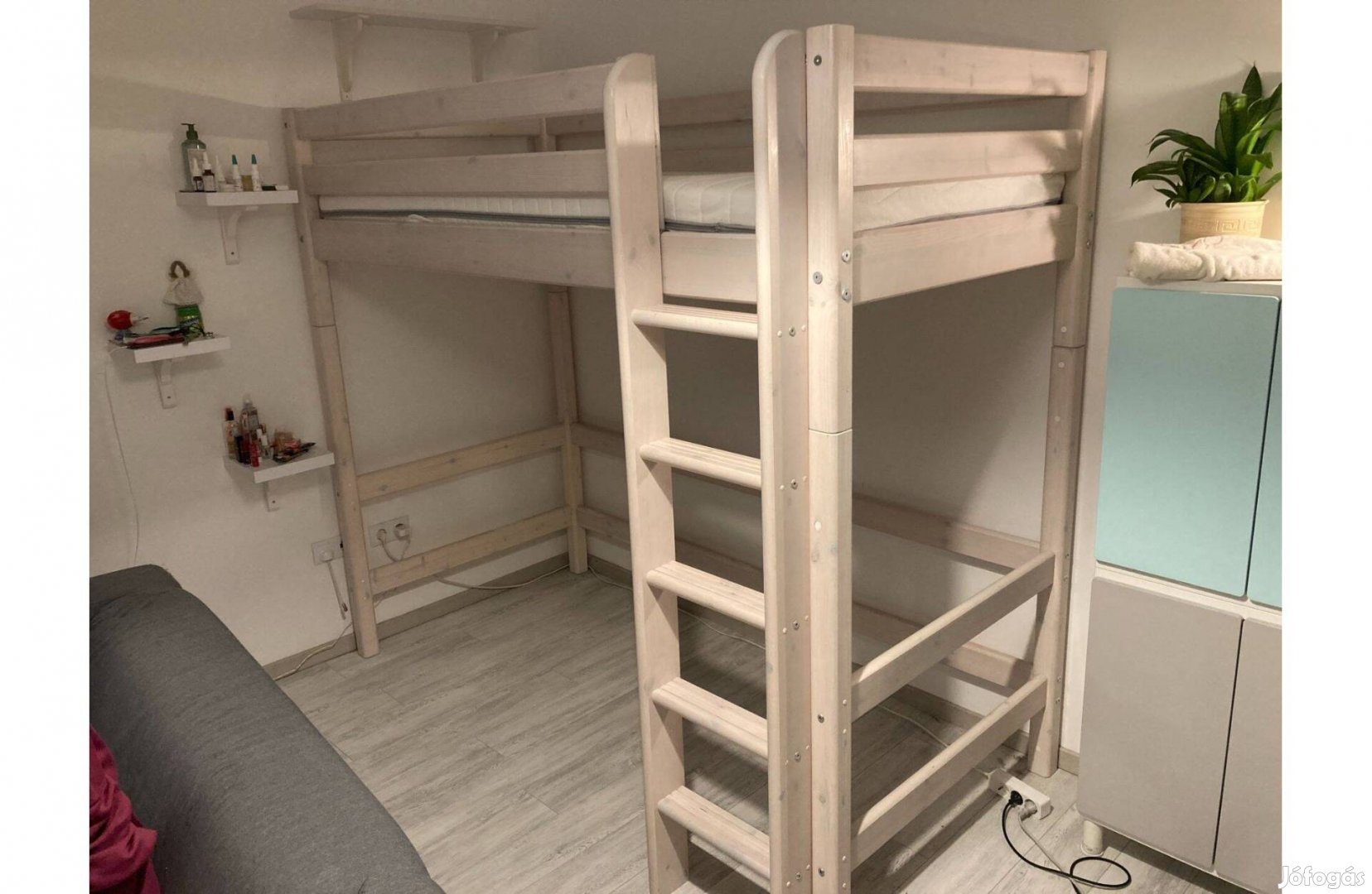 Flexa Galériaágy,Classic 200,fehér,IKEA ágyráccsal és latex matraccal
