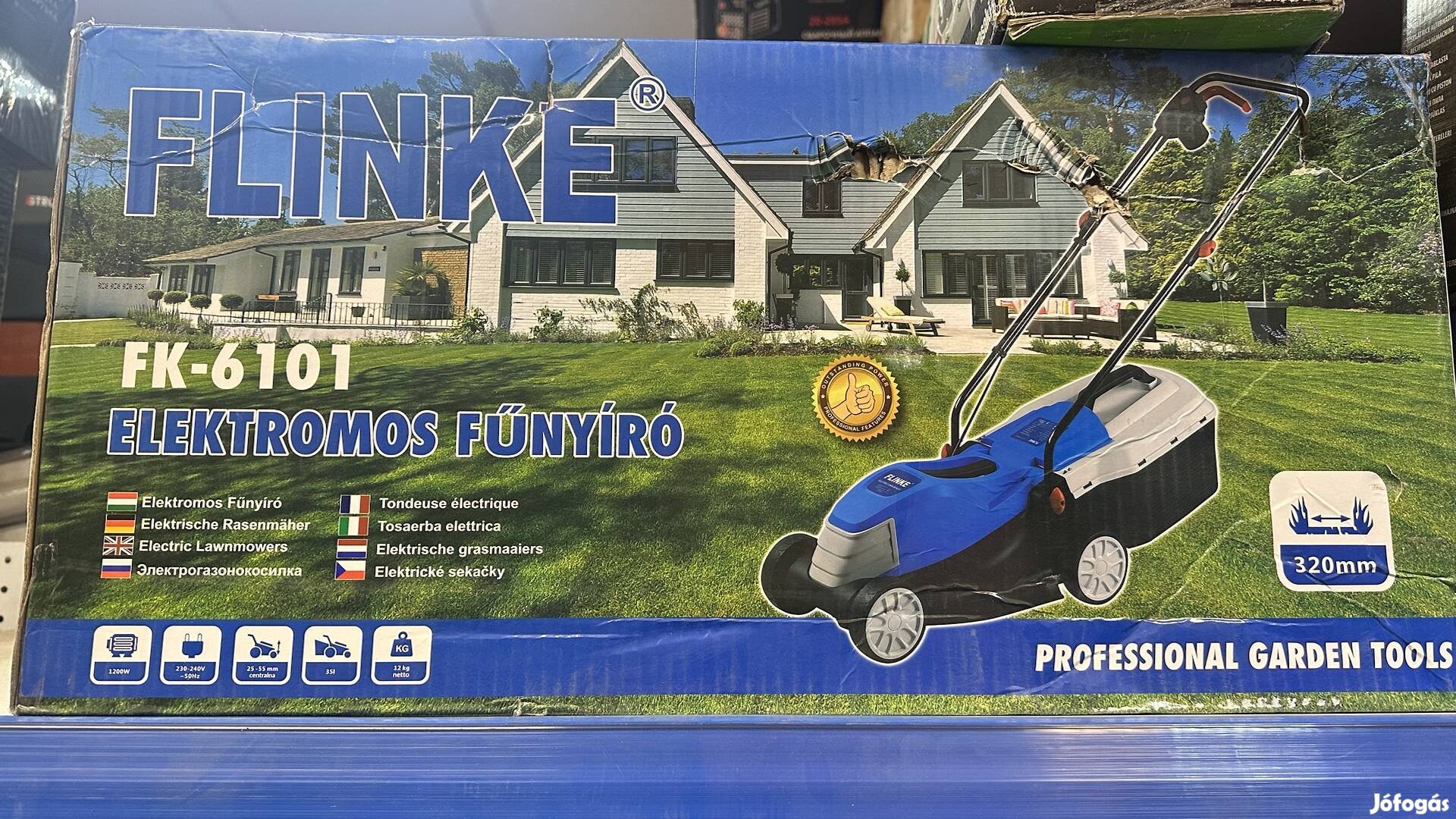 Flinke Elektromos Fűnyíró Állítható Vágási Magassággal 1000W