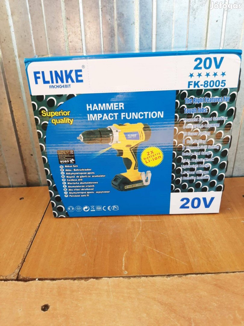 Flinke akkus csavarbehajtó fúró- ütvefúró 2 akkuval FK-8005