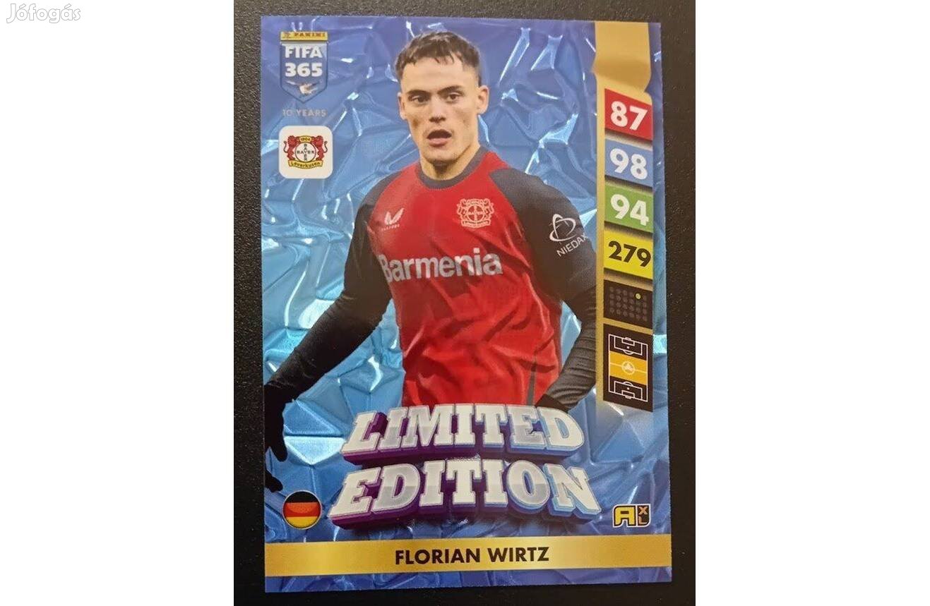 Florian Wirtz Bayer Leverkusen Limited focis kártya Panini FIFA 2025