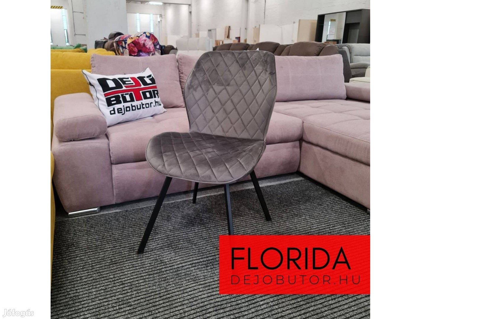 Florida szürke étkezőszék fekete lábakkal 140 kg teherbíráss