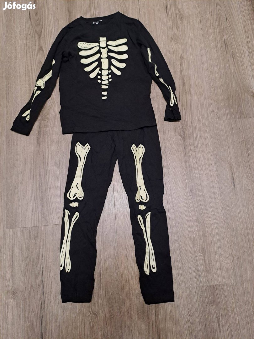 Fluoreszkáló gyermek csontváz jelmez inextenso 131-143 cm