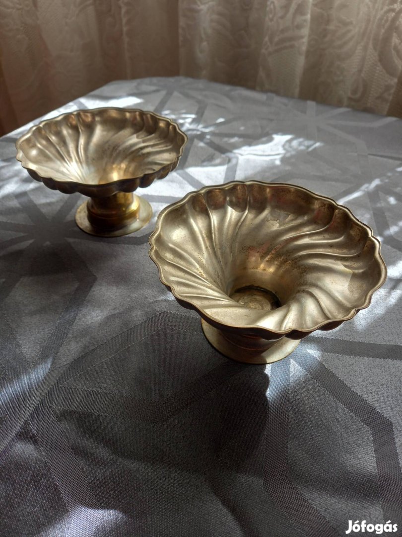 Fodros vintage tálpár, bronzos patinával - dekorációhoz