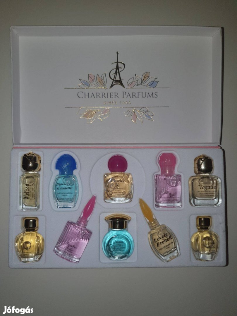 Foglalva Charrier Parfums tíz darabos, bontatlan, miniatűr ritkaság