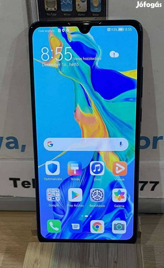 Fóliás! Újszerű, Huawei P30, 6/128GB, Független, Dual, 1 Év Garancia!