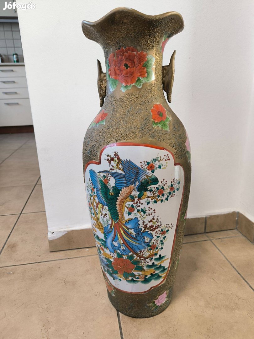 Főnix madaras gyönyörű porcelán padlóváza eladó!