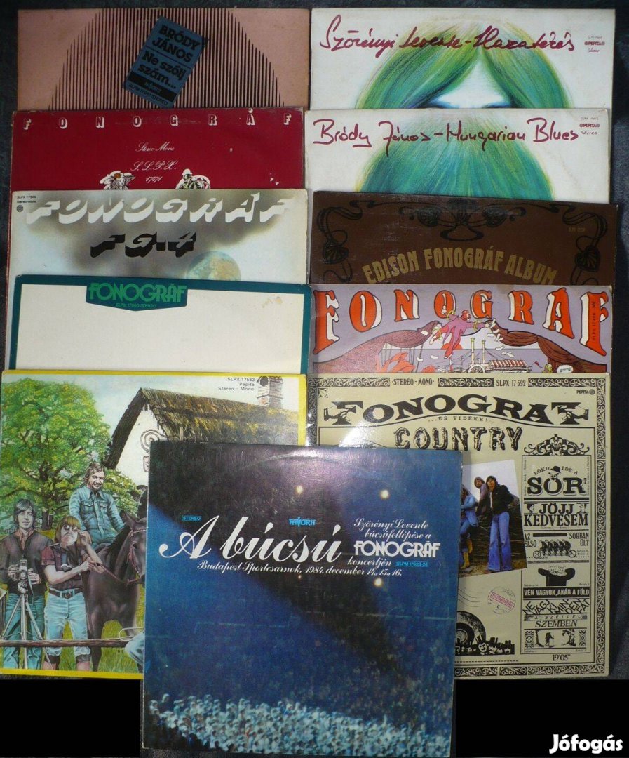 Fonográf hanglemez-kollekció (11 db LP, az ár az összesre vonatkozik)