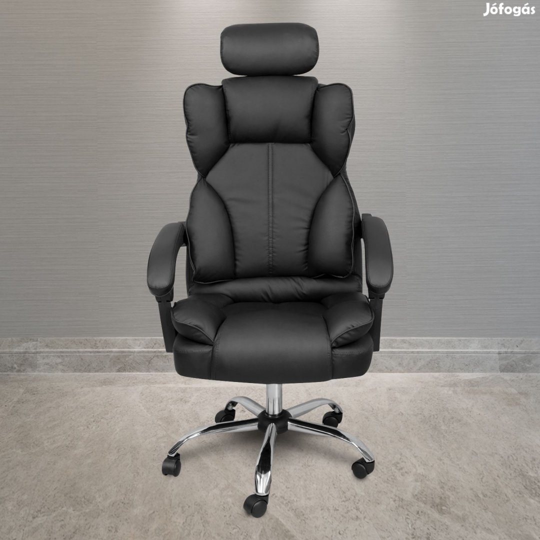 Főnöki irodai szék, forgószék fejtámlával fekete JM808-BLACK