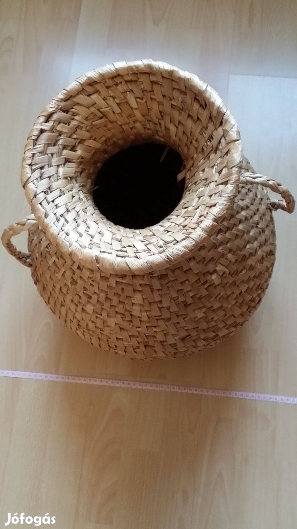 Fonott gyékény padlóváza 54cm x 39cm dekoráció lakásdekor rattan