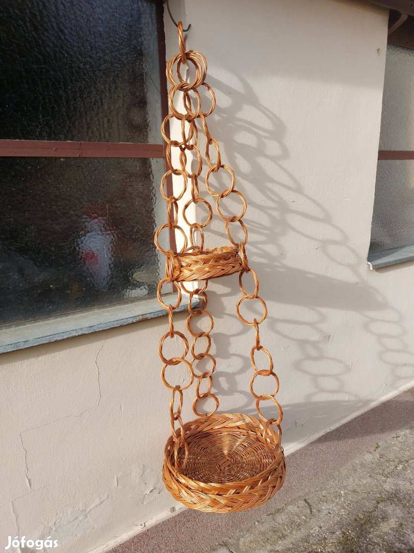Fonott vessző virágtartó, tároló, tálcás