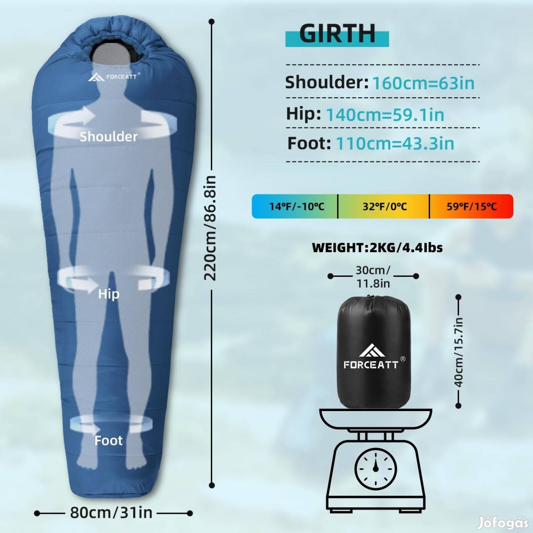 Forceatt prémium 3-4 évszakos múmia hálózsák 