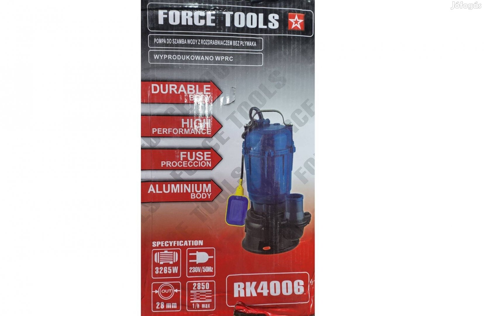 Forcetools aprítós szennyvízszivattyú úszókapcsoló 3265W / 2"