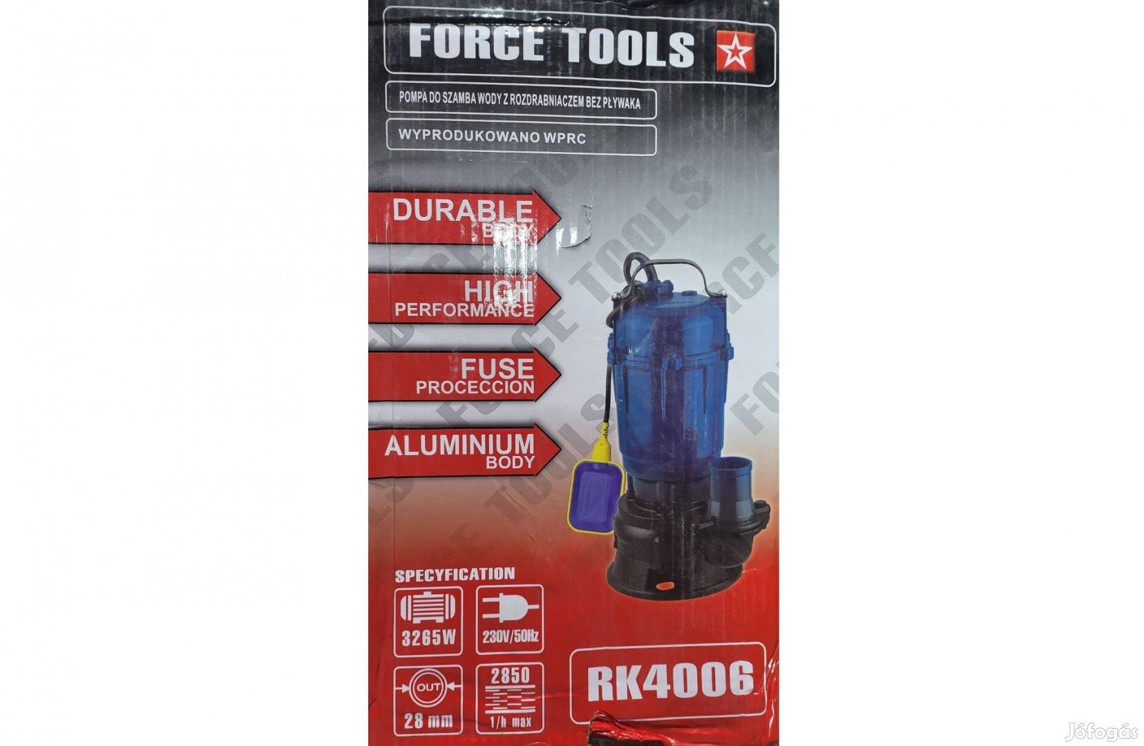 Forcetools aprítós szennyvízszivattyú úszókapcsoló 3265W / 2"