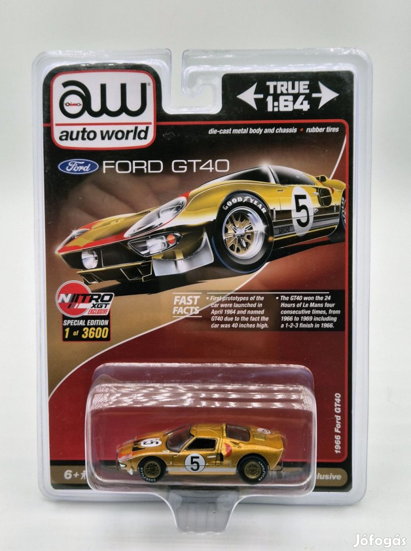 Ford GT40 #5 (1966) - arany -  Auto World - 1:64