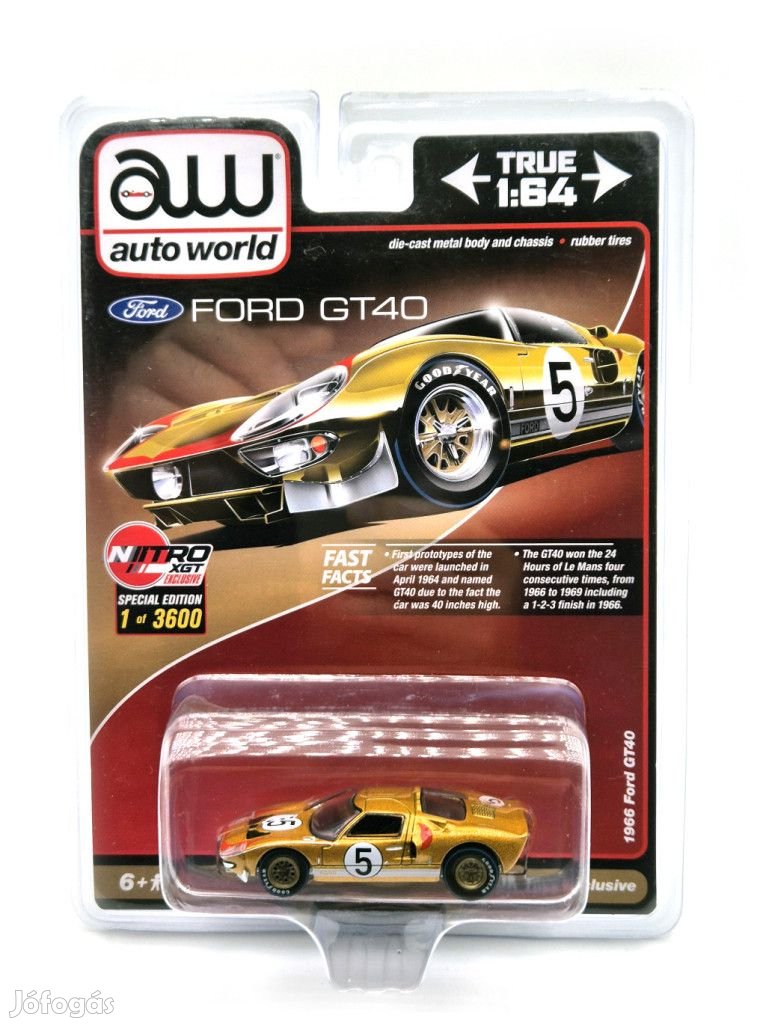 Ford GT40 #5 (1966) - arany -  Auto World - 1:64