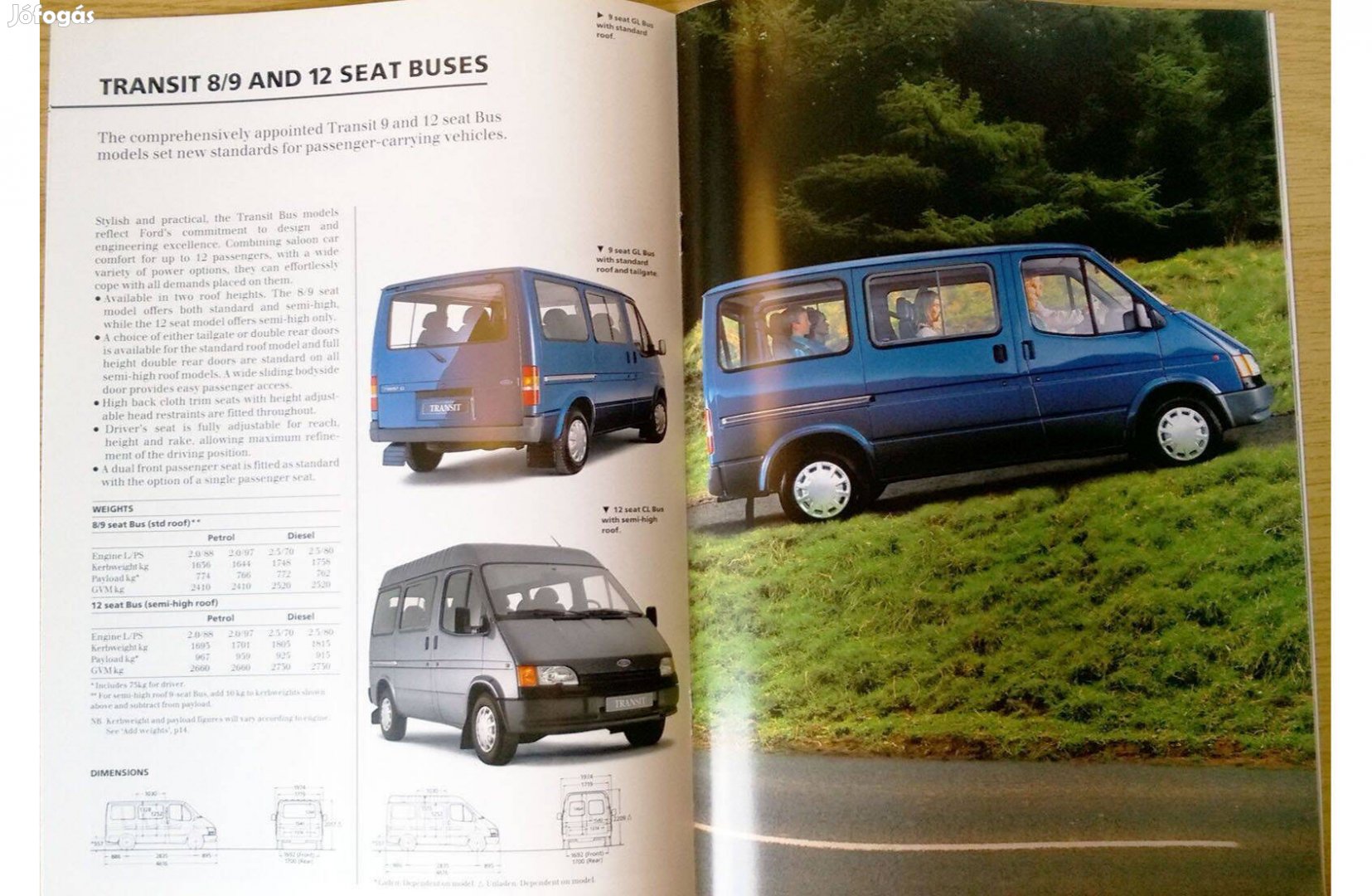 Ford Transit személyszállító járművek katalógus, prospektus, ~'90