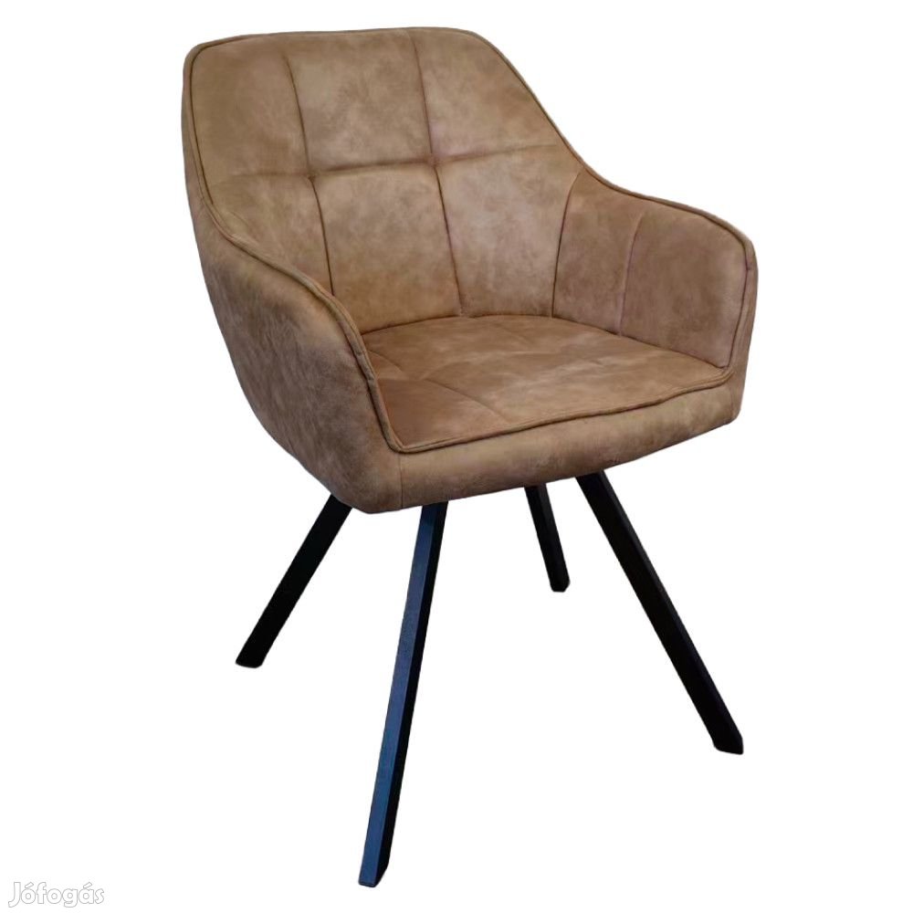 Forgó étkezőszék, szürkésbarna szövet csiszolt bőr