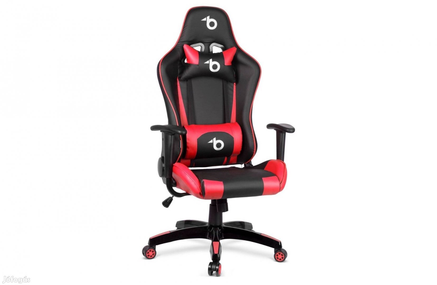 Forgószék Gamer szék - derékpárnával, fejpárnával Fekete