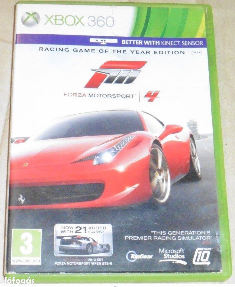 Forza Motorsport 4. GOTY Magyarul Gyári Xbox 360 Játék, Kinect re is