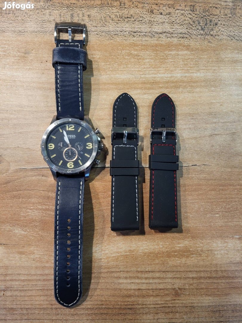 Fossil JR1475 karóra bőr szíjjal + 2db új szilikon szíjjal